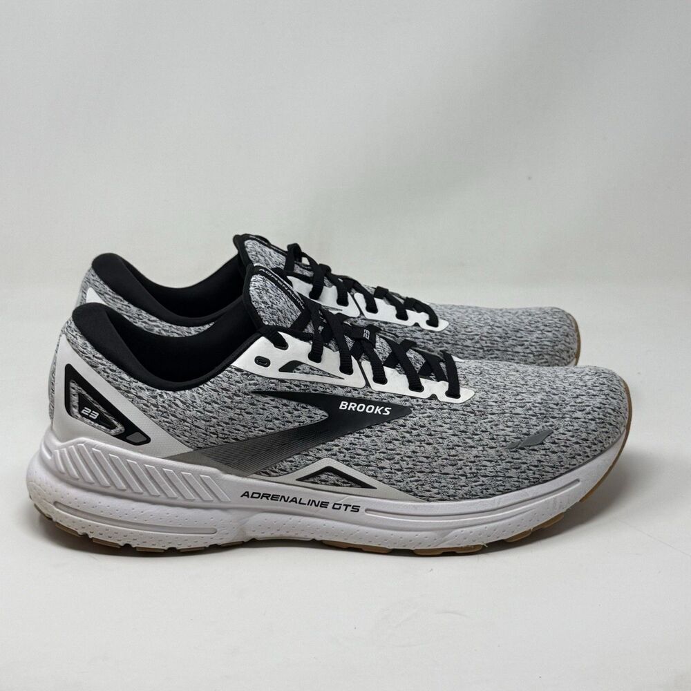 Brooks Adrenaline GTS 23 Running Shoes Mens 14 D White Black Flecked Sneakers